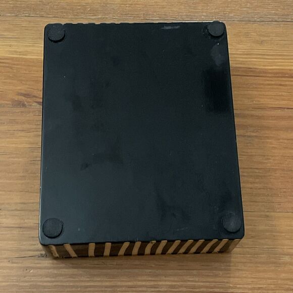 Decorative Artisan Zebra Wood Ribbed Wavy Texture High Gloss Keepsake Box 5x6x2 - Picture 7 of 11